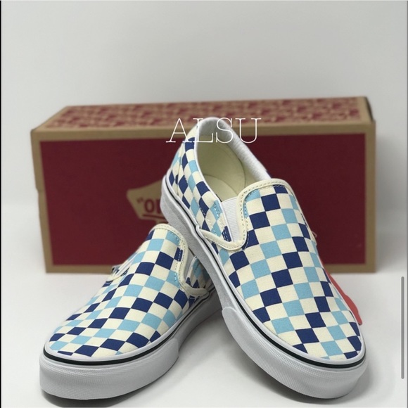 💖MEGA SALE💖VANS Classic Slip On Checkerboard Casual Blue az  Men’s  VN0A38F7QC - Picture 7 of 11